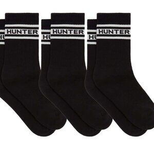 HUNTER 3-Pack Heritage Crew Socks (Jet Black / White)